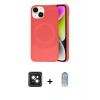 MARSİLYAN™- iPhone 14 Kılıf Ufuk Serisi - Siyah Joko Magic 5D Cam + Pembe PVD Metal Kamera Lens
