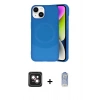 MARSİLYAN™- iPhone 14 Kılıf Ufuk Serisi - Siyah Joko Magic 5D Cam + Pembe PVD Metal Kamera Lens