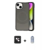 MARSİLYAN™- iPhone 14 Kılıf Ufuk Serisi - Siyah Joko Magic 5D Cam + Pembe PVD Metal Kamera Lens