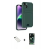 MARSİLYAN™- iPhone 14 Kılıf Vadi Çizgi Prime - Şeffaf 360 Full Body Arka Koruyucu + Diamond Kamera Lens - PE
