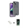 MARSİLYAN™- iPhone 14 Kılıf Vadi Çizgi Prime - Şeffaf 360 Full Body Arka Koruyucu + Diamond Kamera Lens - PE