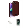 MARSİLYAN™- iPhone 14 Kılıf Vadi Çizgi Prime - Şeffaf 360 Full Body Arka Koruyucu + Diamond Kamera Lens - PE