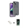 MARSİLYAN™- iPhone 14 Kılıf Vadi Çizgi Prime - Şeffaf 360 Full Body Arka Koruyucu + Diamond Kamera Lens - KI