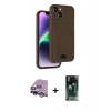 MARSİLYAN™- iPhone 14 Kılıf Vadi Çizgi Prime - Şeffaf 360 Full Body Arka Koruyucu + Raze Metal Kamera Lens - MR