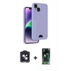 MARSİLYAN™- iPhone 14 Kılıf Vadi Çizgi Prime - Şeffaf 360 Full Body Arka Koruyucu + PVD Metal Kamera Lens - SH