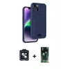MARSİLYAN™- iPhone 14 Kılıf Vadi Çizgi Prime - Şeffaf 360 Full Body Arka Koruyucu + PVD Metal Kamera Lens - SH