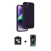 MARSİLYAN™- iPhone 14 Kılıf Vadi Çizgi Prime - Şeffaf 360 Full Body Arka Koruyucu + PVD Metal Kamera Lens - SH