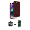 MARSİLYAN™- iPhone 14 Kılıf Vadi Çizgi Prime - Şeffaf 360 Full Body Arka Koruyucu + PVD Metal Kamera Lens - SH