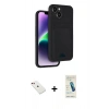 MARSİLYAN™- iPhone 14 Kılıf Vadi Çizgi Prime - Şeffaf Pasifik Cam Ekran Koruyucu + Diamond Kamera Lens - KI