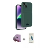 MARSİLYAN™- iPhone 14 Kılıf Vadi Çizgi Prime - Şeffaf Pasifik Cam Ekran Koruyucu + Raze Metal Kamera Lens - KI