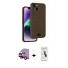 MARSİLYAN™- iPhone 14 Kılıf Vadi Çizgi Prime - Şeffaf Pasifik Cam Ekran Koruyucu + Raze Metal Kamera Lens - KI