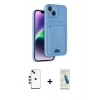 MARSİLYAN™- iPhone 14 Kılıf Vadi Çizgi Prime - Şeffaf Pasifik Cam Ekran Koruyucu + Shine Kamera Lens - KI
