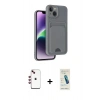 MARSİLYAN™- iPhone 14 Kılıf Vadi Çizgi Prime - Şeffaf Pasifik Cam Ekran Koruyucu + Shine Kamera Lens - KI