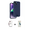 MARSİLYAN™- iPhone 14 Kılıf Vadi Çizgi Prime - Şeffaf Pasifik Cam Ekran Koruyucu + Shine Kamera Lens - KI
