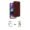 MARSİLYAN™- iPhone 14 Kılıf Vadi Çizgi Prime - Şeffaf Pasifik Cam Ekran Koruyucu + Shine Kamera Lens - KI
