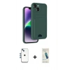 MARSİLYAN™- iPhone 14 Kılıf Vadi Çizgi Prime - Şeffaf Pasifik Cam Ekran Koruyucu + Mavi Shine Kamera Lens