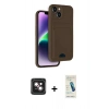 MARSİLYAN™- iPhone 14 Kılıf Vadi Çizgi Prime - Şeffaf Pasifik Cam Ekran Koruyucu + PVD Metal Kamera Lens - PE