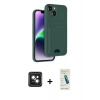 MARSİLYAN™- iPhone 14 Kılıf Vadi Çizgi Prime - Şeffaf Pasifik Cam Ekran Koruyucu + PVD Metal Kamera Lens - PE
