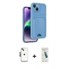 MARSİLYAN™- iPhone 14 Kılıf Vadi Çizgi Prime - Şeffaf Pasifik Cam Ekran Koruyucu + Shine Kamera Lens - SH
