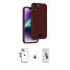 MARSİLYAN™- iPhone 14 Kılıf Vadi Çizgi Prime - Şeffaf Pasifik Cam Ekran Koruyucu + Shine Kamera Lens - SH