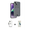 MARSİLYAN™- iPhone 14 Kılıf Vadi Çizgi Prime - Şeffaf Pasifik Cam Ekran Koruyucu + Shine Kamera Lens - SH