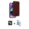 MARSİLYAN™- iPhone 14 Kılıf Vadi Çizgi Prime - Şeffaf Royal Nano Ekran Koruyucu + PVD Metal Kamera Lens - PE