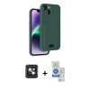 MARSİLYAN™- iPhone 14 Kılıf Vadi Çizgi Prime - Şeffaf Royal Nano Ekran Koruyucu + PVD Metal Kamera Lens - PE