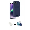MARSİLYAN™- iPhone 14 Kılıf Vadi Çizgi Prime - Siyah 3D Antistatik Cam Ekran Koruyucu + Diamond Kamera Lens - YL
