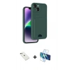 MARSİLYAN™- iPhone 14 Kılıf Vadi Çizgi Prime - Siyah 3D Antistatik Cam Ekran Koruyucu + Diamond Kamera Lens - YL