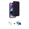MARSİLYAN™- iPhone 14 Kılıf Vadi Çizgi Prime - Siyah 3D Antistatik Cam Ekran Koruyucu + Diamond Kamera Lens - KI