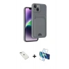 MARSİLYAN™- iPhone 14 Kılıf Vadi Çizgi Prime - Siyah 3D Antistatik Cam Ekran Koruyucu + Diamond Kamera Lens - YL