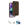 MARSİLYAN™- iPhone 14 Kılıf Vadi Çizgi Prime - Siyah 3D Antistatik Cam Ekran Koruyucu + Diamond Kamera Lens - KI