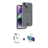 MARSİLYAN™- iPhone 14 Kılıf Vadi Çizgi Prime - Siyah 3D Antistatik Cam Ekran Koruyucu + Shine Kamera Lens - GD