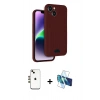 MARSİLYAN™- iPhone 14 Kılıf Vadi Çizgi Prime - Siyah 3D Antistatik Cam Ekran Koruyucu + Shine Kamera Lens - GD