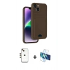MARSİLYAN™- iPhone 14 Kılıf Vadi Çizgi Prime - Siyah 3D Antistatik Cam Ekran Koruyucu + Shine Kamera Lens - GD