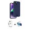 MARSİLYAN™- iPhone 14 Kılıf Vadi Çizgi Prime - Siyah 3D Antistatik Cam Ekran Koruyucu + Shine Kamera Lens - GD