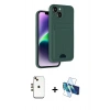 MARSİLYAN™- iPhone 14 Kılıf Vadi Çizgi Prime - Siyah 3D Antistatik Cam Ekran Koruyucu + Shine Kamera Lens - GD