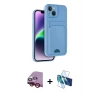 MARSİLYAN™- iPhone 14 Kılıf Vadi Çizgi Prime - Siyah 3D Antistatik Cam Ekran Koruyucu + Raze Metal Kamera Lens - KI