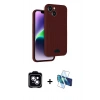 MARSİLYAN™- iPhone 14 Kılıf Vadi Çizgi Prime - Siyah 3D Antistatik Cam Ekran Koruyucu + PVD Metal Kamera Lens - MI