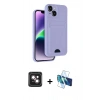 MARSİLYAN™- iPhone 14 Kılıf Vadi Çizgi Prime - Siyah 3D Antistatik Cam Ekran Koruyucu + PVD Metal Kamera Lens - PE