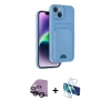 MARSİLYAN™- iPhone 14 Kılıf Vadi Çizgi Prime - Siyah 3D Antistatik Cam Ekran Koruyucu + Raze Metal Kamera Lens - SH