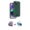 MARSİLYAN™- iPhone 14 Kılıf Vadi Çizgi Prime - Siyah 3D Antistatik Cam Ekran Koruyucu + Raze Metal Kamera Lens - SH