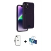 MARSİLYAN™- iPhone 14 Kılıf Vadi Çizgi Prime - Siyah 3D Antistatik Cam Ekran Koruyucu + Shine Kamera Lens - GI