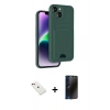 MARSİLYAN™- iPhone 14 Kılıf Vadi Çizgi Prime - Siyah 3D Antistatik Hayalet Cam Ekran Koruyucu + Diamond Kamera Lens - KI