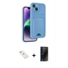 MARSİLYAN™- iPhone 14 Kılıf Vadi Çizgi Prime - Siyah 3D Antistatik Hayalet Cam Ekran Koruyucu + Diamond Kamera Lens - KI