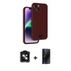 MARSİLYAN™- iPhone 14 Kılıf Vadi Çizgi Prime - Siyah 3D Antistatik Hayalet Cam Ekran Koruyucu + PVD Metal Kamera Lens - TU