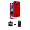 MARSİLYAN™- iPhone 14 Kılıf Vadi Çizgi Prime - Siyah 3D Antistatik Hayalet Cam Ekran Koruyucu + PVD Metal Kamera Lens - YL