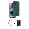 MARSİLYAN™- iPhone 14 Kılıf Vadi Çizgi Prime - Siyah 3D Antistatik Hayalet Cam Ekran Koruyucu + Shine Kamera Lens - GD
