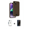 MARSİLYAN™- iPhone 14 Kılıf Vadi Çizgi Prime - Siyah 3D Antistatik Hayalet Cam Ekran Koruyucu + Shine Kamera Lens - MI