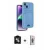 MARSİLYAN™- iPhone 14 Kılıf Vadi Çizgi Prime - Siyah Bilvis 3D Cam Ekran Koruyucu + PVD Metal Kamera Lens - MI